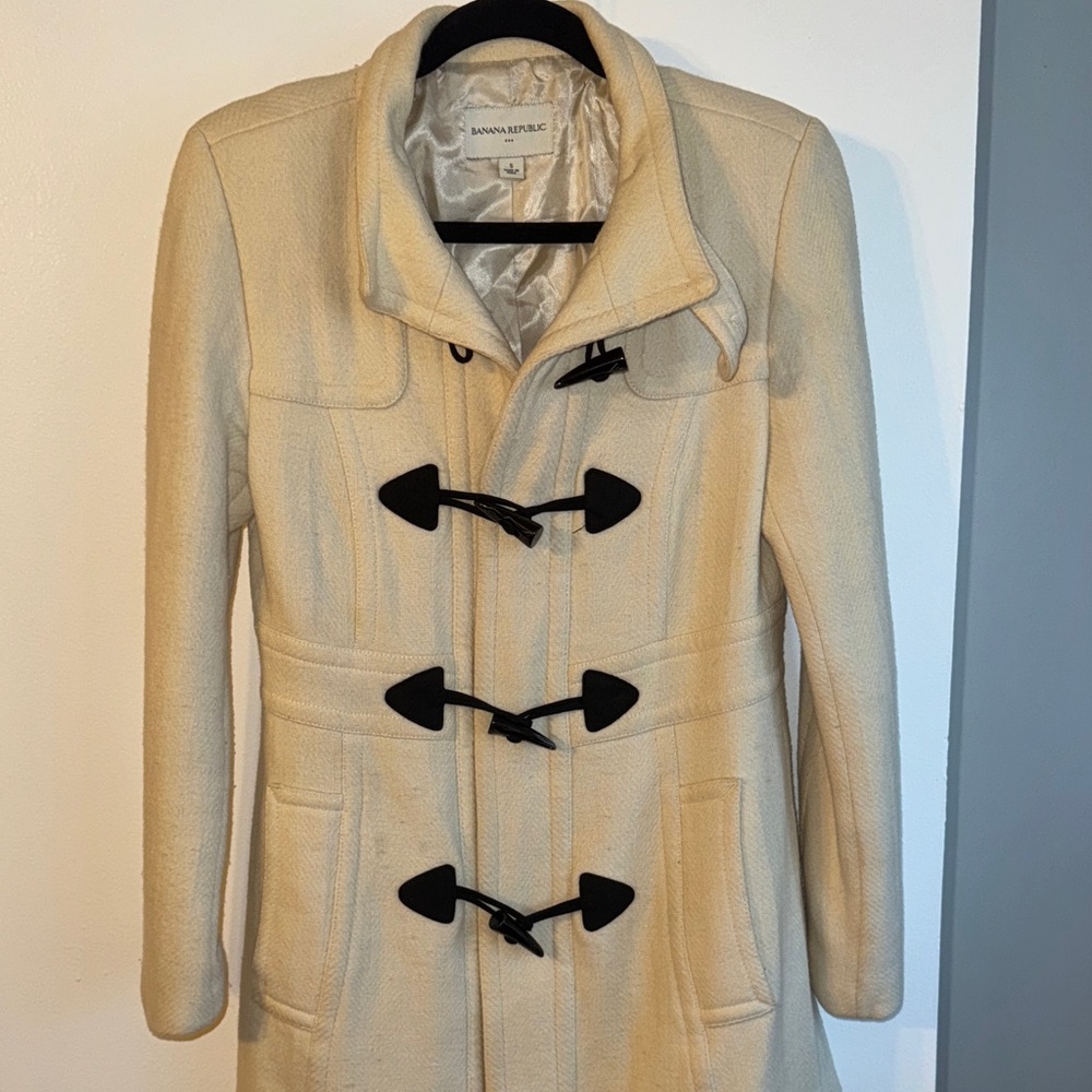Banana Republic Ivory Toggle Pea Coat